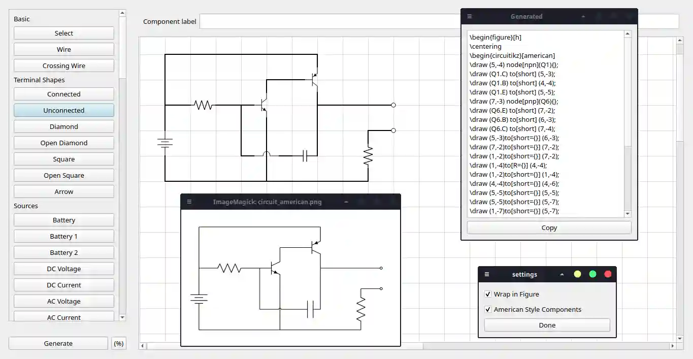 CircuiTikZ Generator - Electronic circuit builder for latex